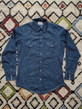 Vintage Dakota by Five Brother Denim Western Shirt, Indigo, Medium/15-15.5